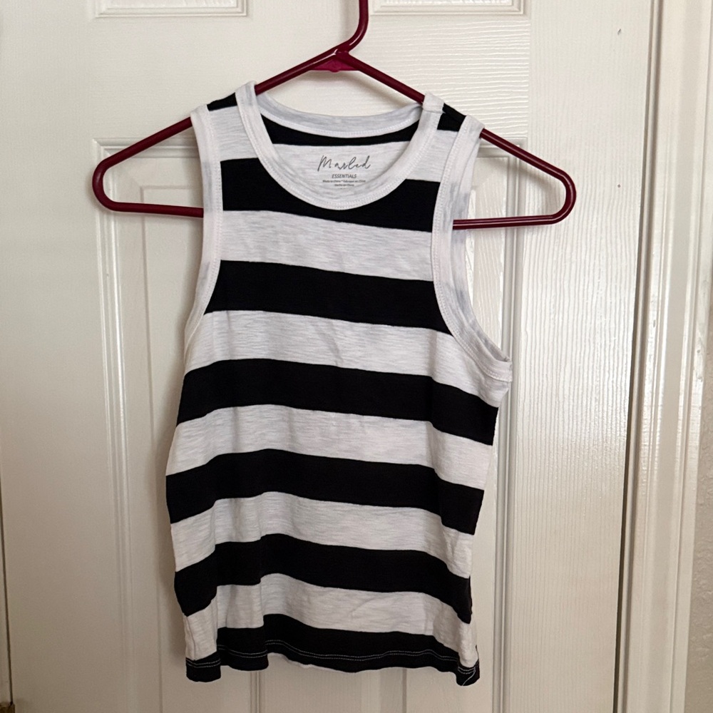 Madewell Black and White Striped Tank Top